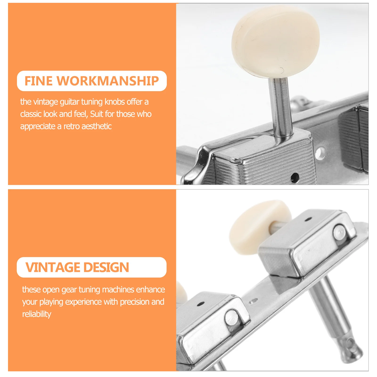 1 Pasang Kenop Penyetel Gitar Vintage Klasik Logam Peg 3 Kiri 3 Kanan Aksesoris Gitar Elektrik Tuner Presisi