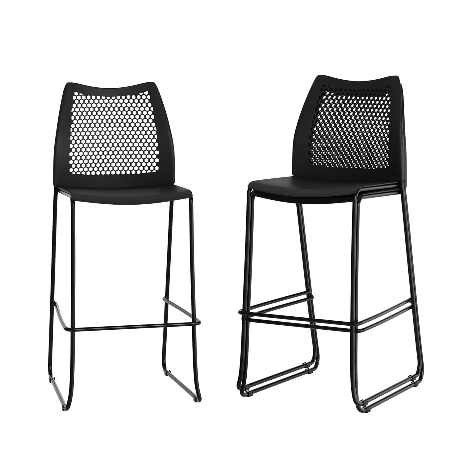 Hercules Bar Stool with Air-Vent Back for Kitchen & Bar, Black 3-Pack, Customized