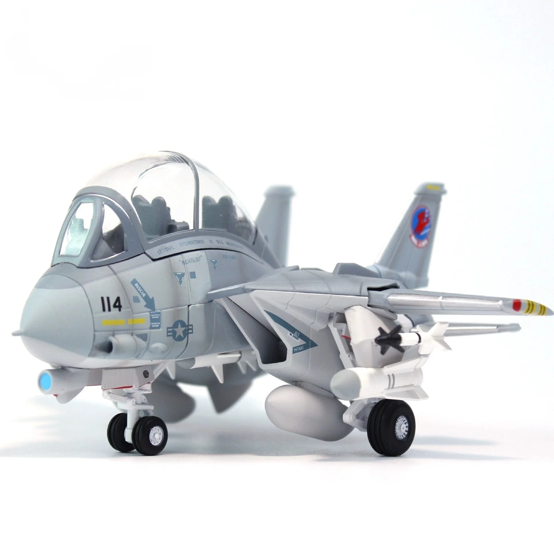 Q Version Alloy Model Airplanes F-14A Tomcat Fighter Aircraft Variable Wing Cartoon Ornament For Collection Gift With Wheels