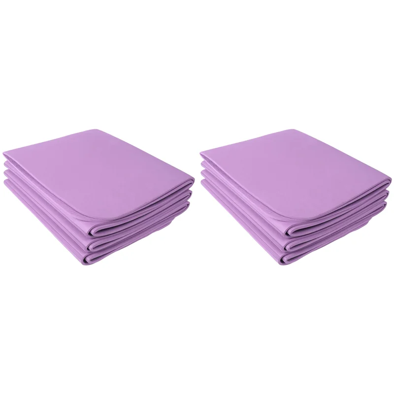 

B72A 2X складной коврик для йоги, складной дорожный коврик для фитнеса, двухсторонний нескользящий коврик для йоги, пилатеса и тренировок на полу, фиолетовый