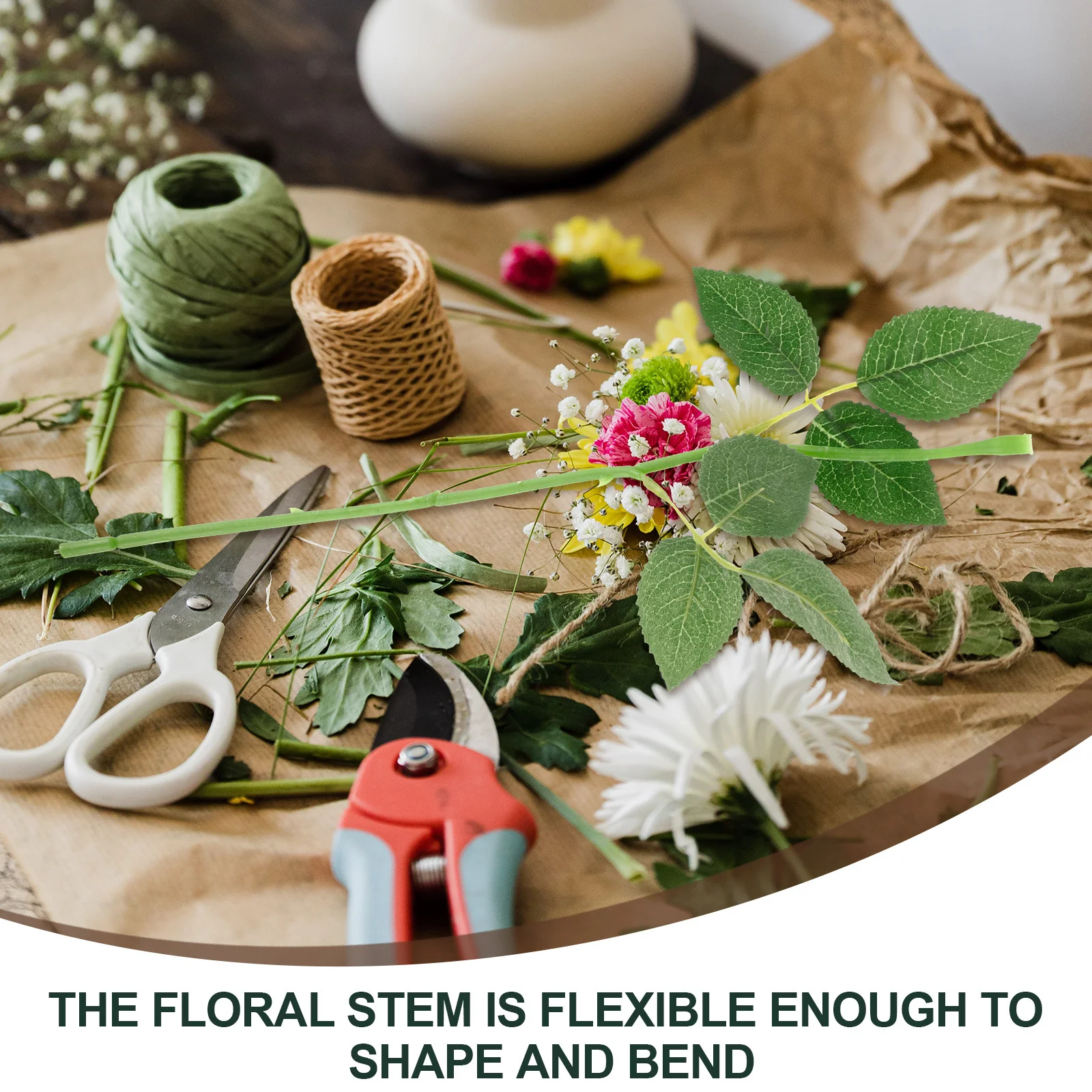 10 szt. Elastyczne sztuczne łodygi róż do samodzielnego tworzenia, realistyczne sztuczne sztangi do bukietów ślubnych, rękodzieła i dekoracji.