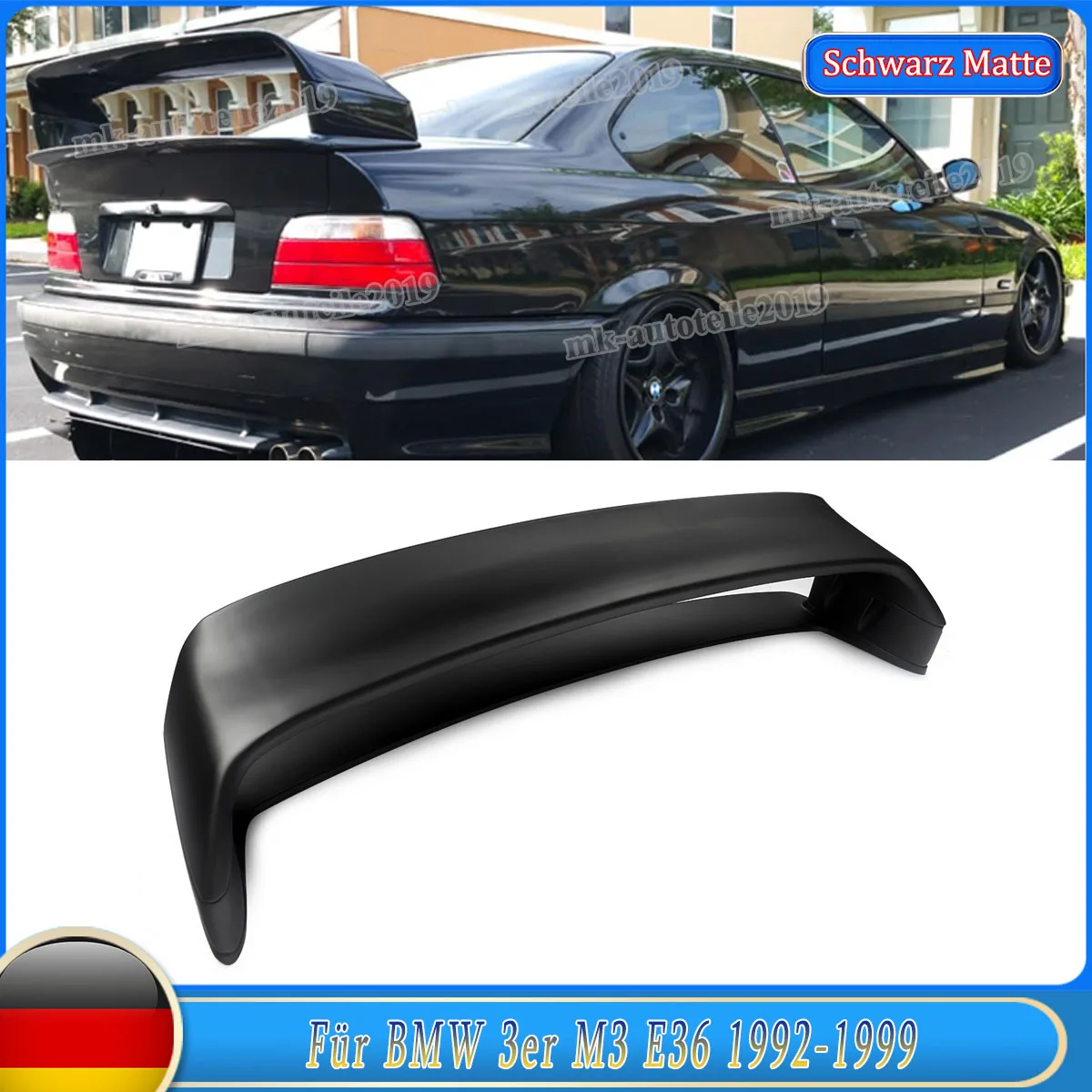 Für BMW 3er E36 320i 328i Limousine Coupé M3 1990 1991-1996 1997 1998 1999 Heckklappen-Spoiler GT STYLE Heckklappen-Lippe