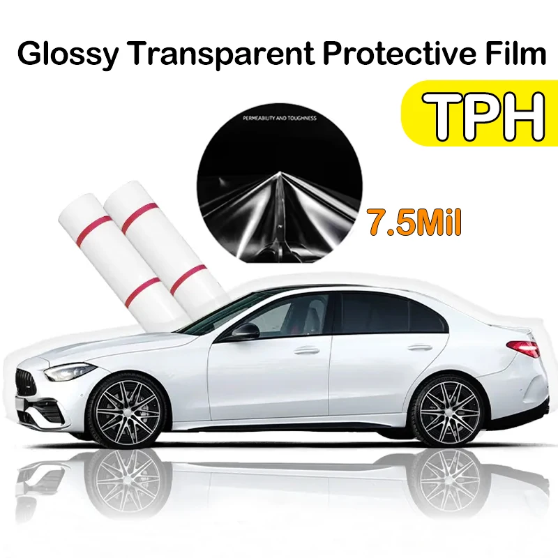 

50/152CM TPH Transparent Glossy Paint Protection Vinyl Car Wrap Anti-scratch Car Sticker Car Cover For Roadster / S/ Y / X / 3