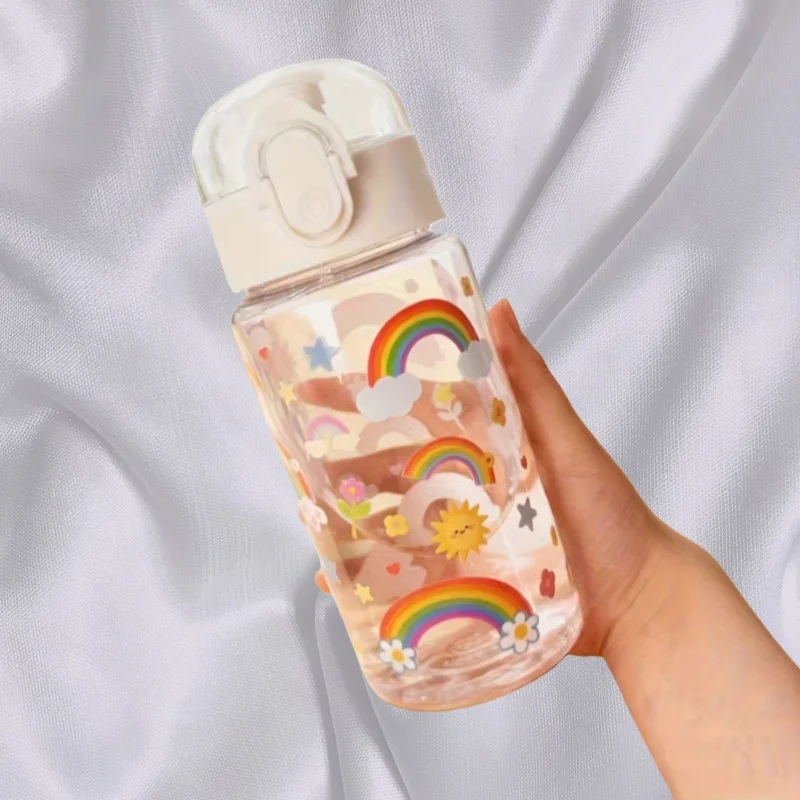 Tasse d'eau transparente imprimée en 3D avec motifs de dessins animés – 550ML de couleurs vives, résistante à la décoloration, mignonne et élégante, Durable