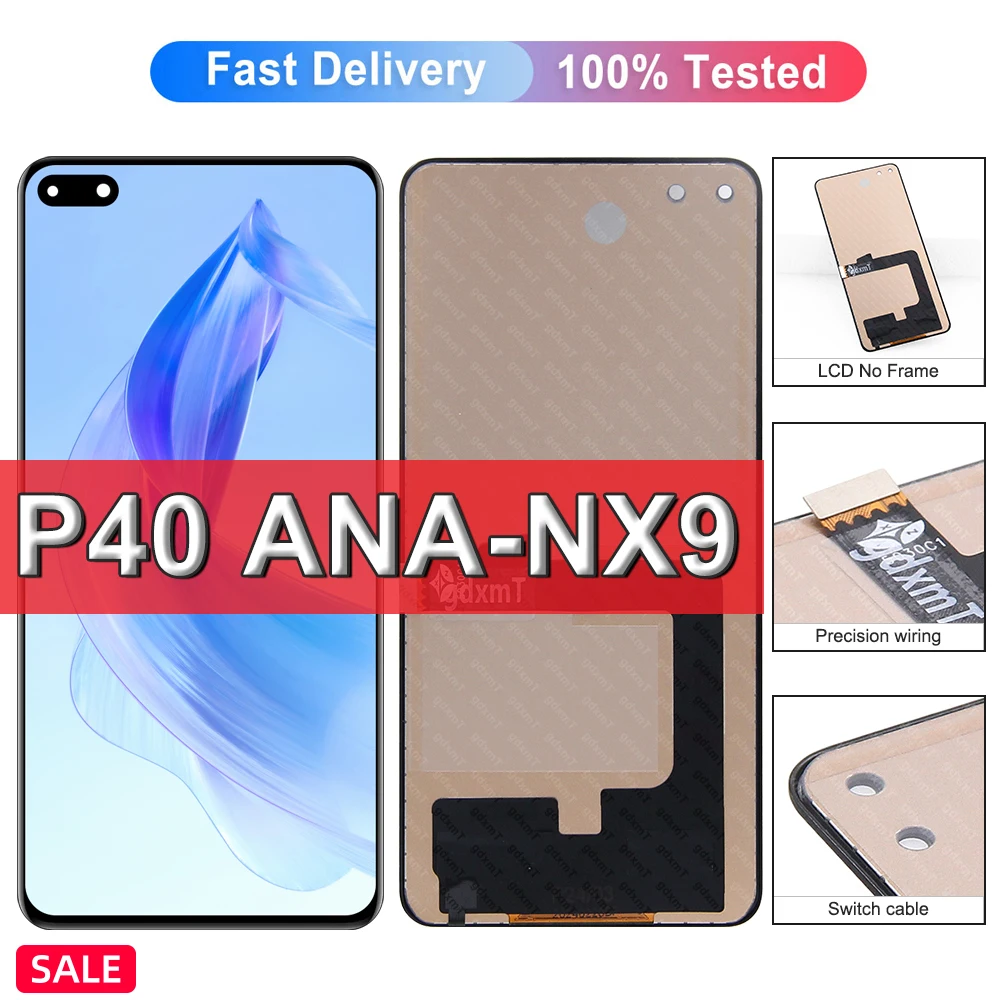 

LCD For Huawei P40 LCD Display Touch Screen With Frame P40 ANA-NX9 LX4 AN00 TN00 Screen Digitizer Assembly Display 100% Tested