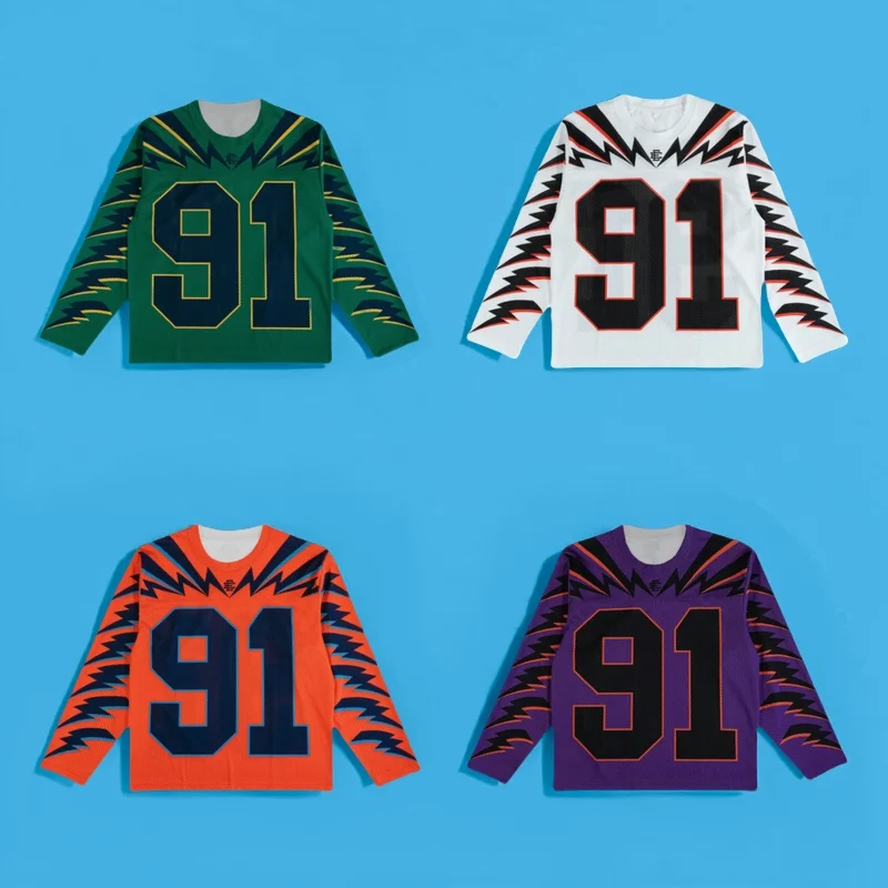 

Europe America Trend Stylish Sport Casual Long Sleeve Breathable Quick-drying Sweat-absorbing Elasitc #91 Lightning Moto T-Shirt