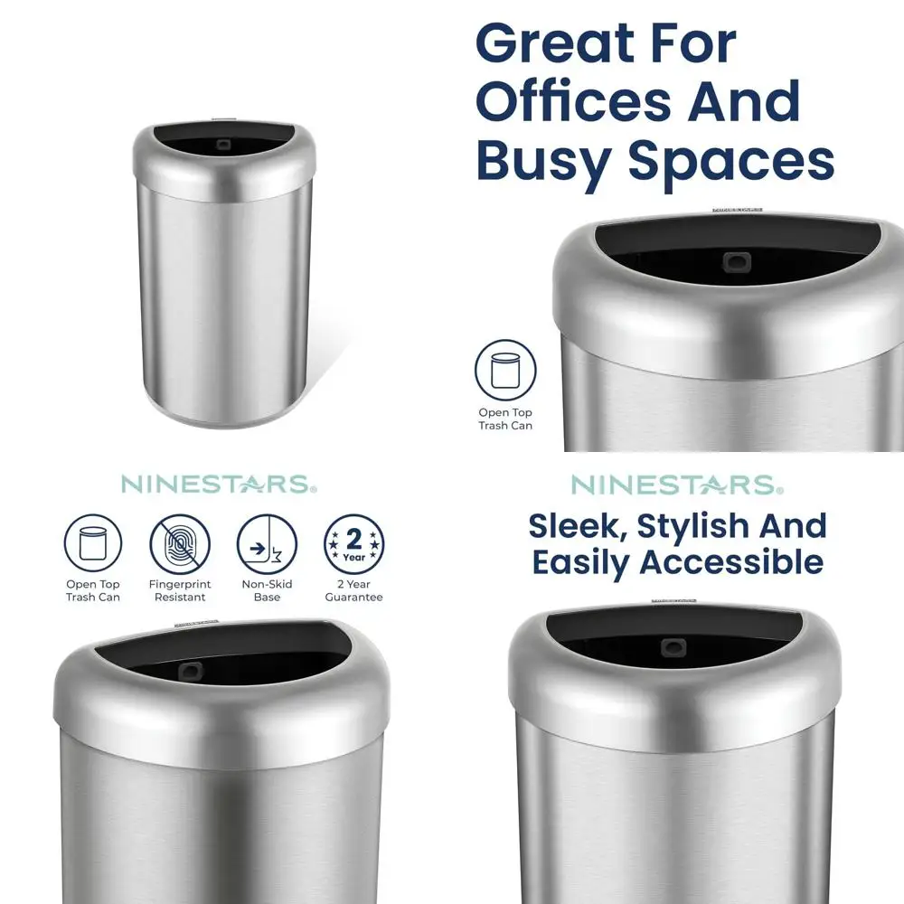 

Ninestars 21 Gallons Open Top Kitchen Trash Can Large Commercial Trash Can for Kitchen, Living Room, Office, 80 Liter Stainless