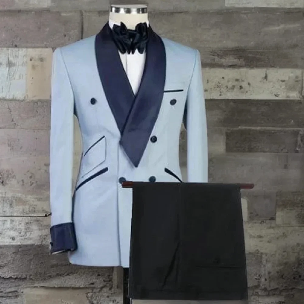 

High-end Shawl Lapel Men Suits Two Piece Elegant Dinner Prom Party Wedding Tuxedo Fashion Solid Male Suit Slim (Blazer+Pants)