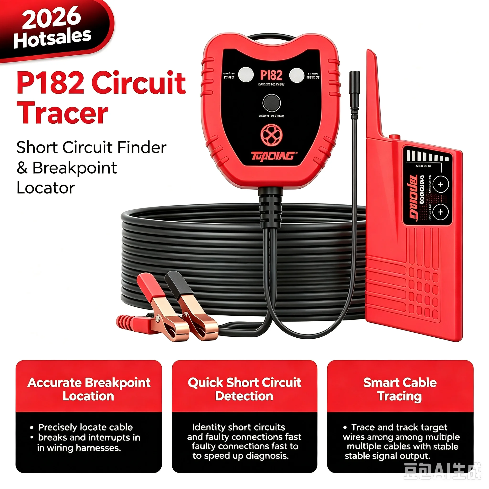 2026 HotSales Topdiag P182 Circuit Breaker Finders Electric Cable Search Locator Wire Tracker Detector Line Finder Wire Tracker