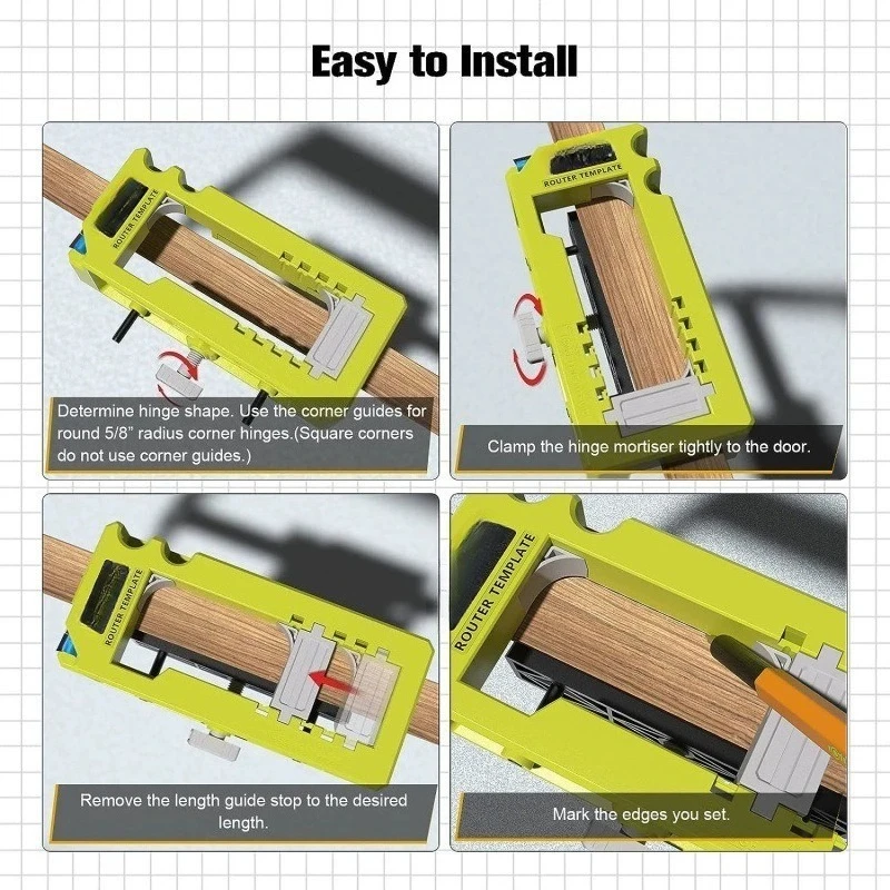 Woodworking Door Hinge Jig Kit, Door Lock Hole Drilling Locator Mortiser Template Positioning Tool Set