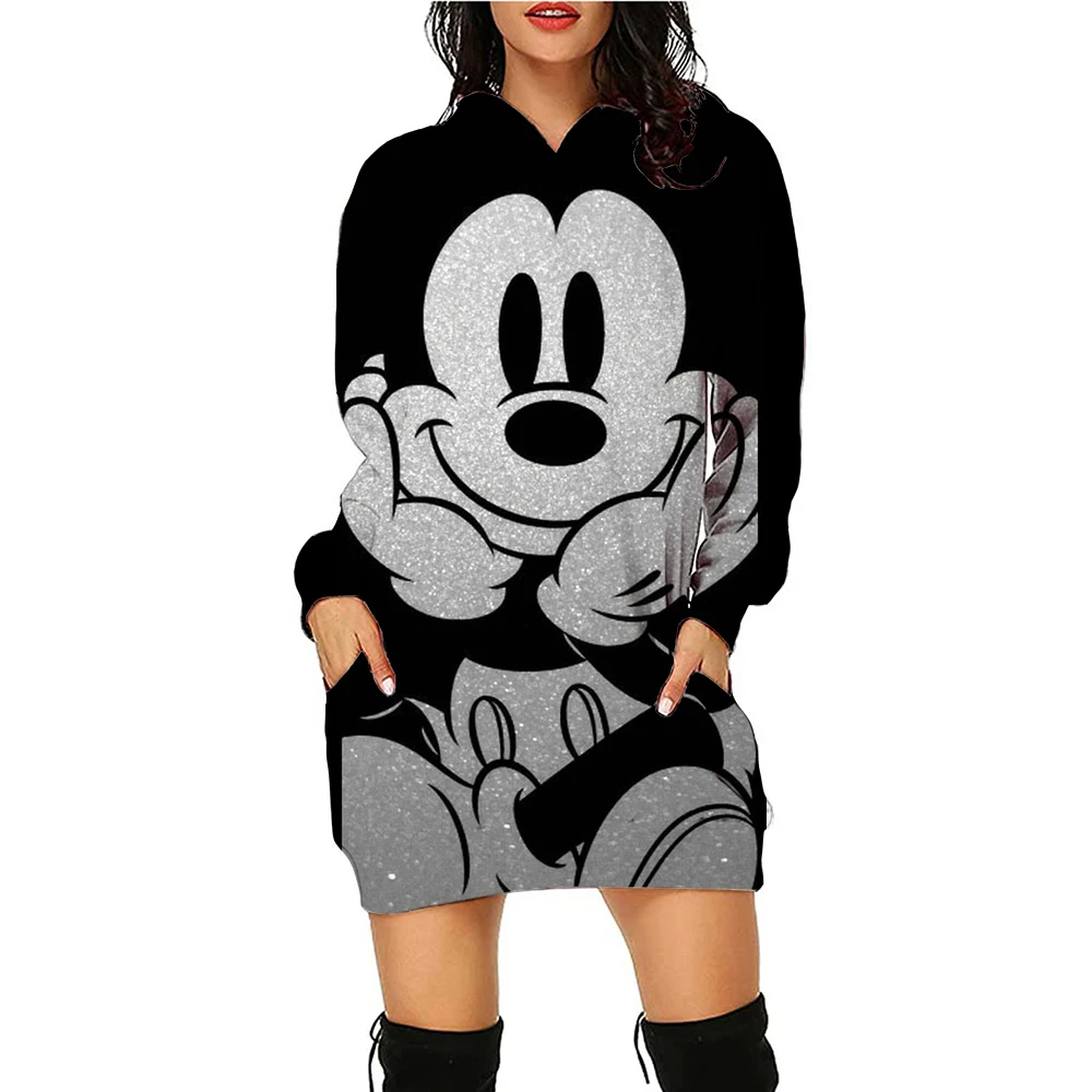 Sweater Dress Elegant Dresses for Women Long Sleeves Luxury Party Hoodie Disney Kawaii Mickey Women's 2024 Mini Minnie Mouse Y2k