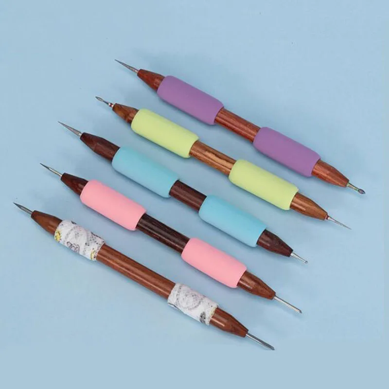 إبر الماس، سكين نقش أدوبي، مقابض خشب الصندل عالية الجودة، متوفرة برؤوس مزدوجة، 5 قطع أدوات نقش الطين