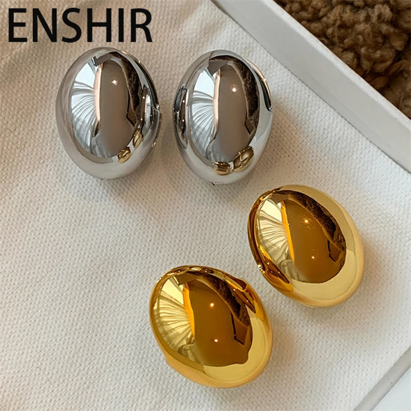 ENSHIR Smooth Oval Stud Earrings For Women Fashion Simple French Temperament Classic Daily Jewelry Gifts Wholesale
