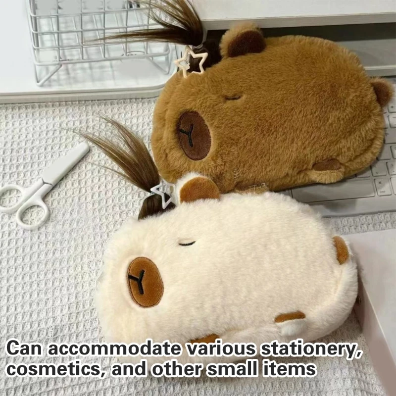 Soft Plush Capybaras Pencil Pouches Multipurpose for Kids and Adults