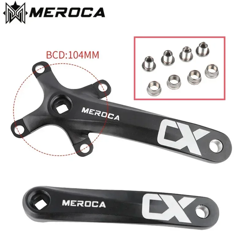 MEROCA Square Taper Crankset Monoplate for Mtb Cranks 104 Bcd 32/34/36/38/40/42T Connecting Rods Mountain Bike Crank Arms 170mm