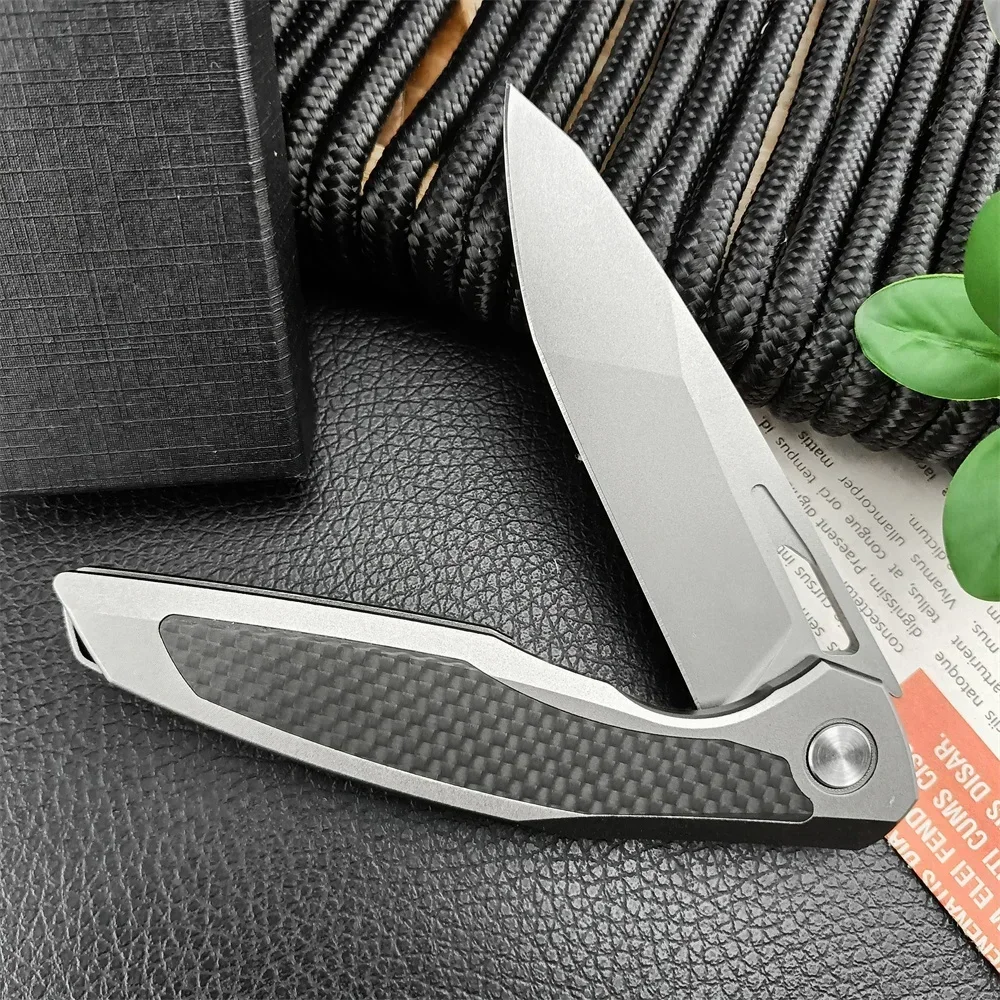 Shirogorov F95NL Edition Bearing Flipper Folding Knife D2 Blade 420 Steel Carbon Fiber Handle Outdoor Camping Hunting Tool