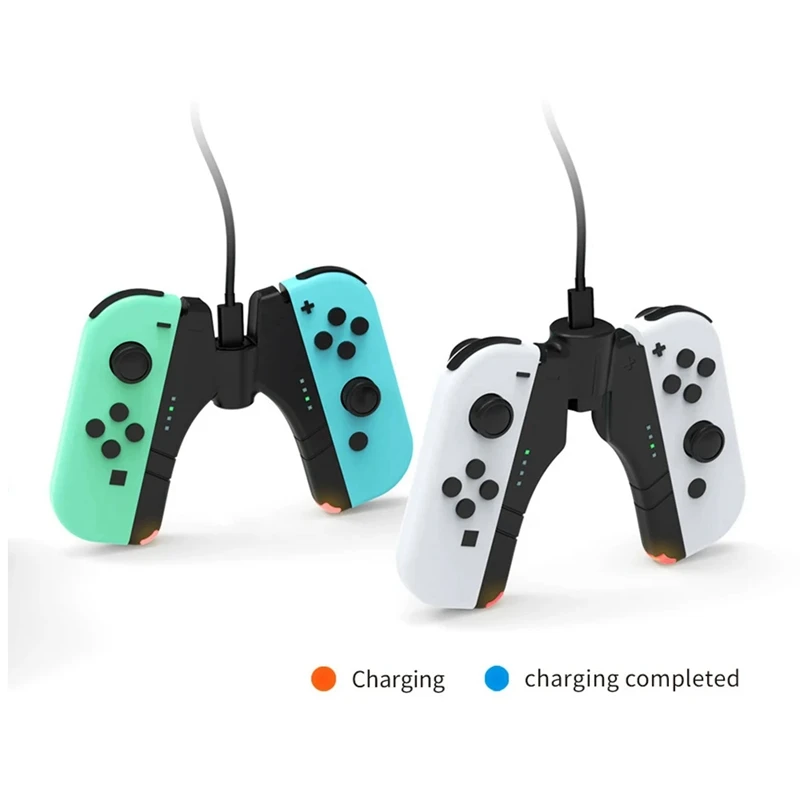 Pegangan Pengisi Daya Pengontrol Game 4-In-1 Harian untuk Pengisi Daya Pengontrol OLED Nintendo Switch/Switch Joycon Menangani Dok Pengisi Daya