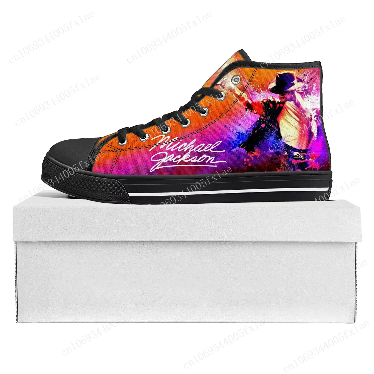 Michael Jackson Pop Singer Dancer High Top High Quality Sneakers Mens Womens Teenager Canvas Sneaker Couple Shoe Custom Shoe