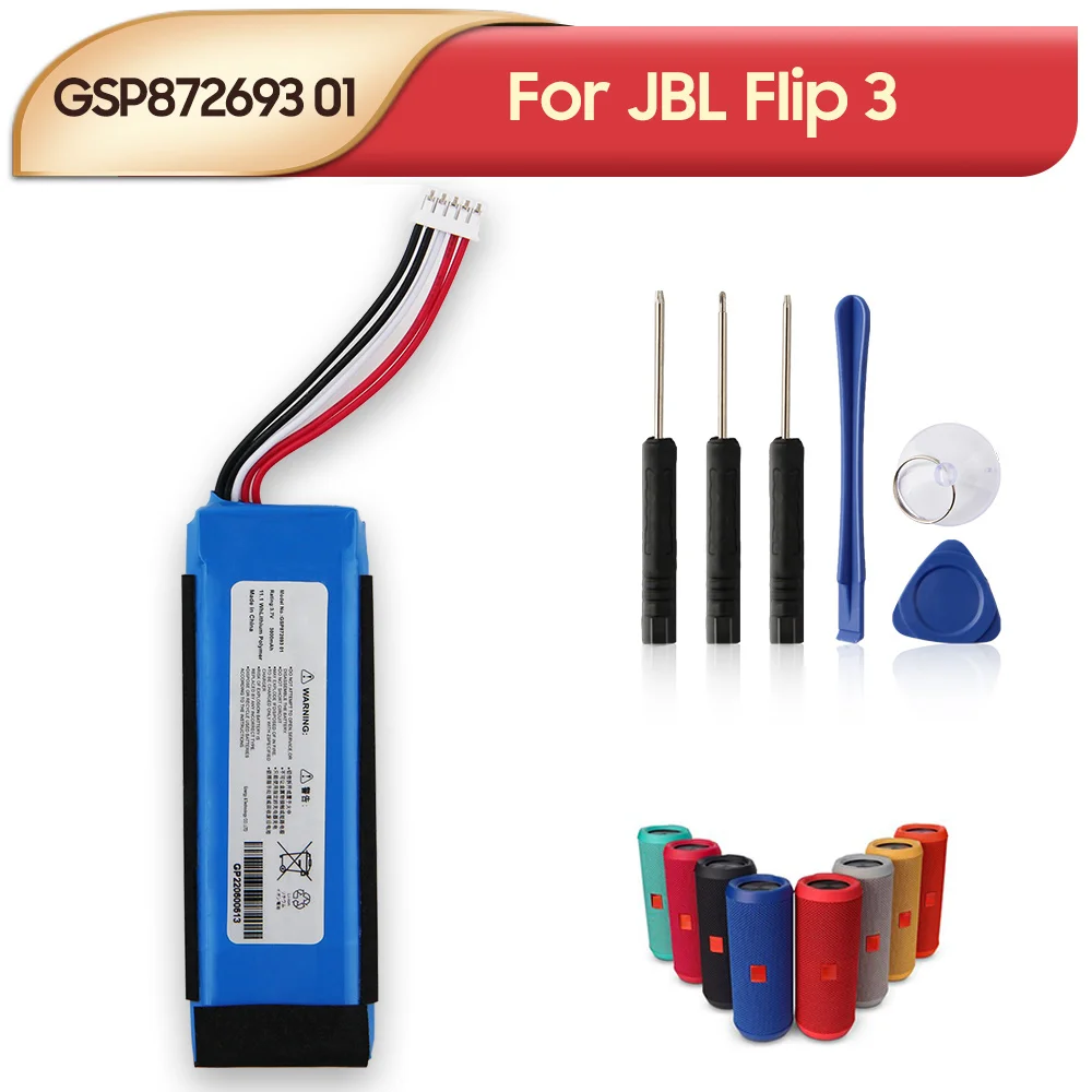 Original Replacement Battery GSP872693 01 For JBL Flip 3 Flip3 Portable Bluetooth Speaker Rechargeable battery 3000mAh car battery charger 12v solar panel portable waterproof power trickle battery charger and maintainer plug and play solar power