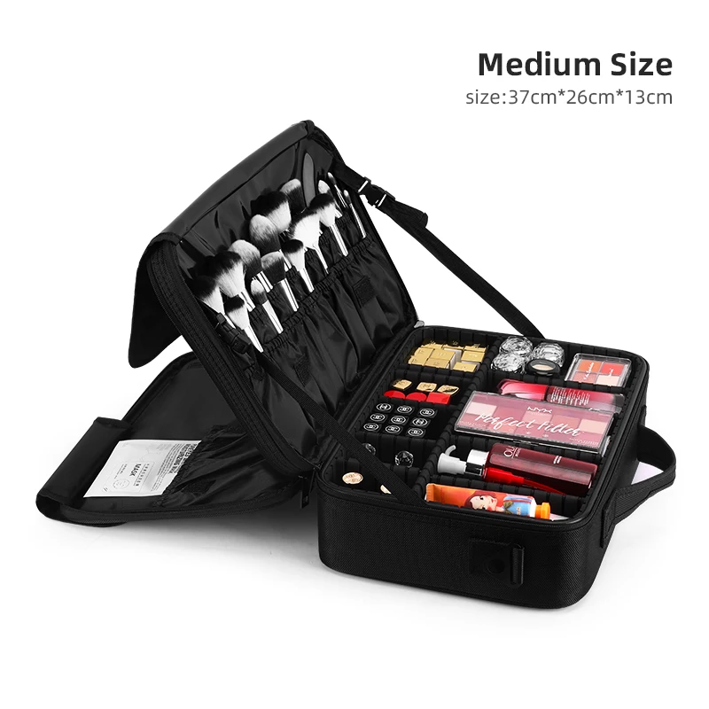 Makeup Bag, Makeup Case Professional Makeup Artist Kit Train Case Travel Cosmetic Bag Brush Organizer, Waterproof Leather Materi