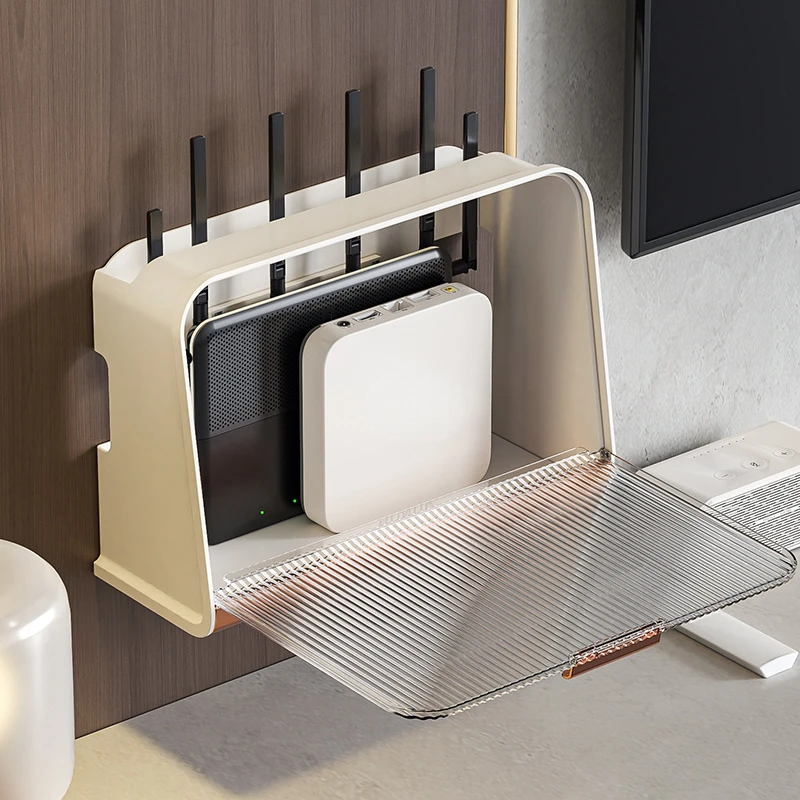 

Router Storage Box Wall-Mounted Shelf Punch-Free Electric Wire Box Patch Panel Organize Fantastic