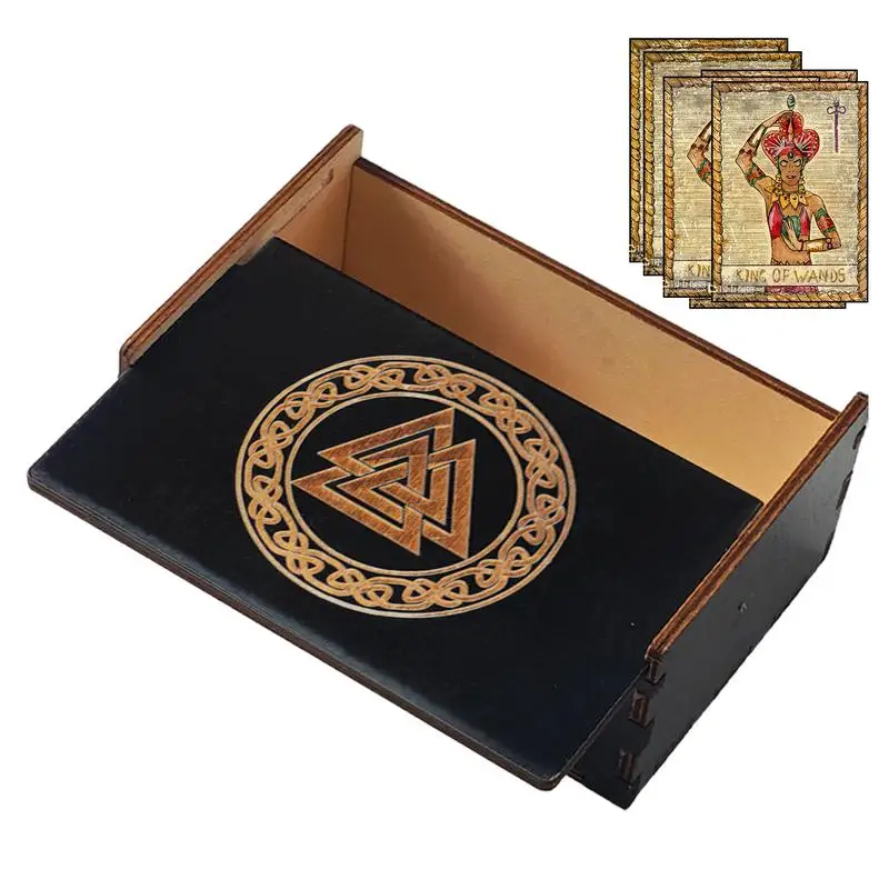 Wooden Tarot Cards Box Vintage Astrology Witch Divination Case Multi-functional organizer Pouch Oracle Dice Accessories