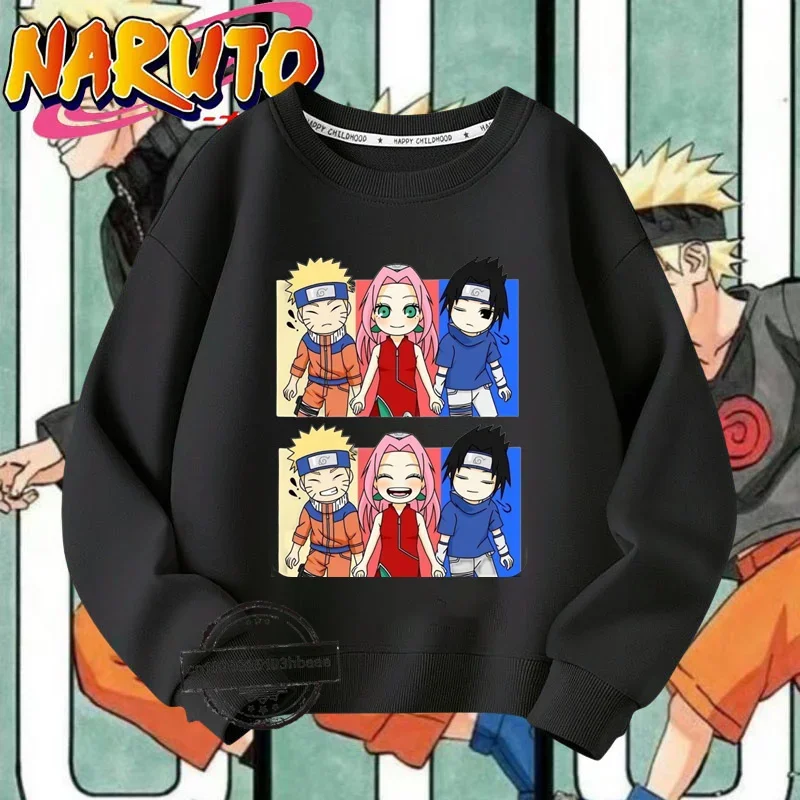 Naruto Ninju cartoon printed children's crewneck hoodie Autumn and winter long-sleeved boys sweatshirt Harajuku street wear