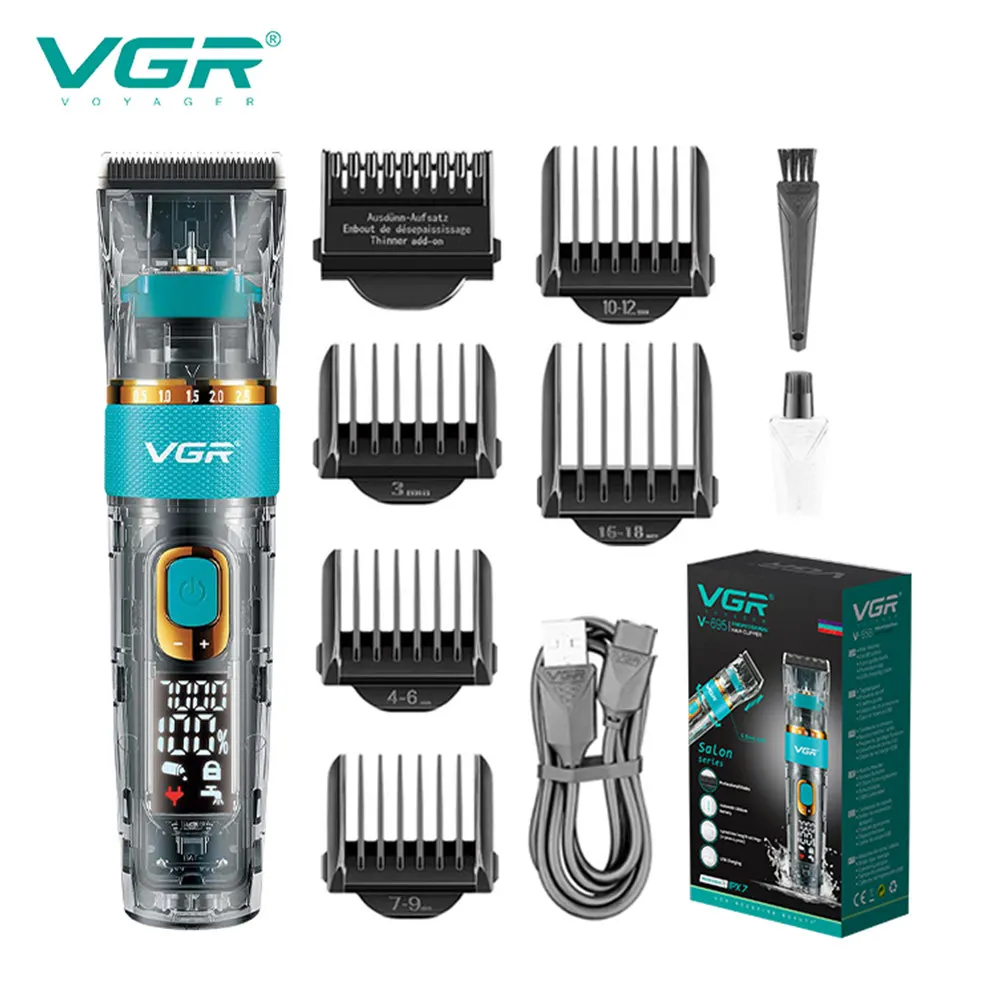 Vgr máquina de cortar cabelo profissional recarregável aparador de cabelo para homens máquina de corte de cabelo barbeador barbeiro acessórios corte machin barba