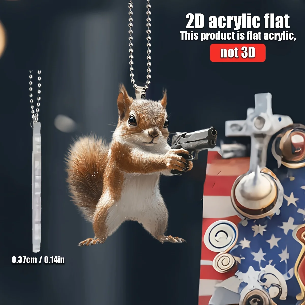 سنجاب مضحك ثنائي الأبعاد مع قلادة تستخدم لتزيين السيارة المعلقة ديكور ممتع ديكور المنزل ملحقات حقيبة الظهر سلاسل المفاتيح #5