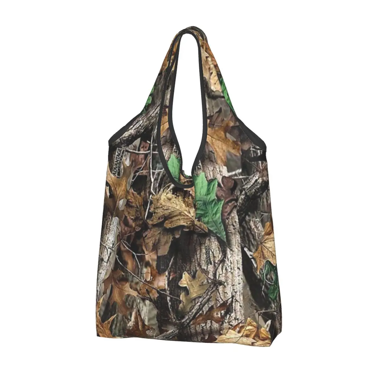 Real Tree Camouflage Portable Tote Shopping Bags Reusable Shopper Bag Groceries Handbag Shoulder Bag