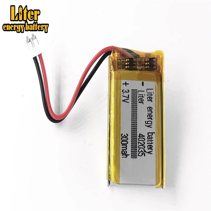 JST PH 2.0mm 2 pin 402035 3.7V 300mAh bateria litowo-polimerowa LiPo akumulator do ręcznego nawigatora Mp3 GPS zegarek z bluetooth