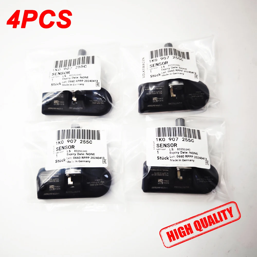 

High Quality 4Pcs TPMS 1K0907255C 1K0907253D 1K0907253E 315Mhz Tire Pressure Sensor For Audi A3 A4 A5 S4 S5 VW Golf Passat Jetta