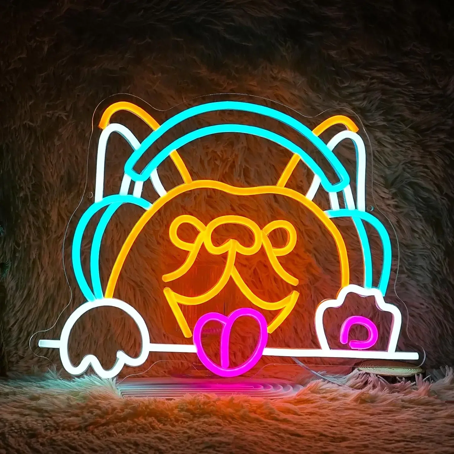 Cute Cat Headphone Neon Sign LED Wall Art USB Powered Kitty Music Theme Decor Home Bedroom Cafe Party Aesthetic Hanging Light