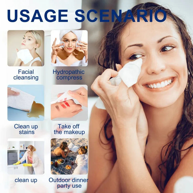 1/2 علبة منشفة ناعمة من القطن لتنظيف الوجه للاستعمال مرة واحدة - 26 × 30 سم سميكة كبيرة الحجم، عالمية لجميع أنواع البشرة للجنسين #5