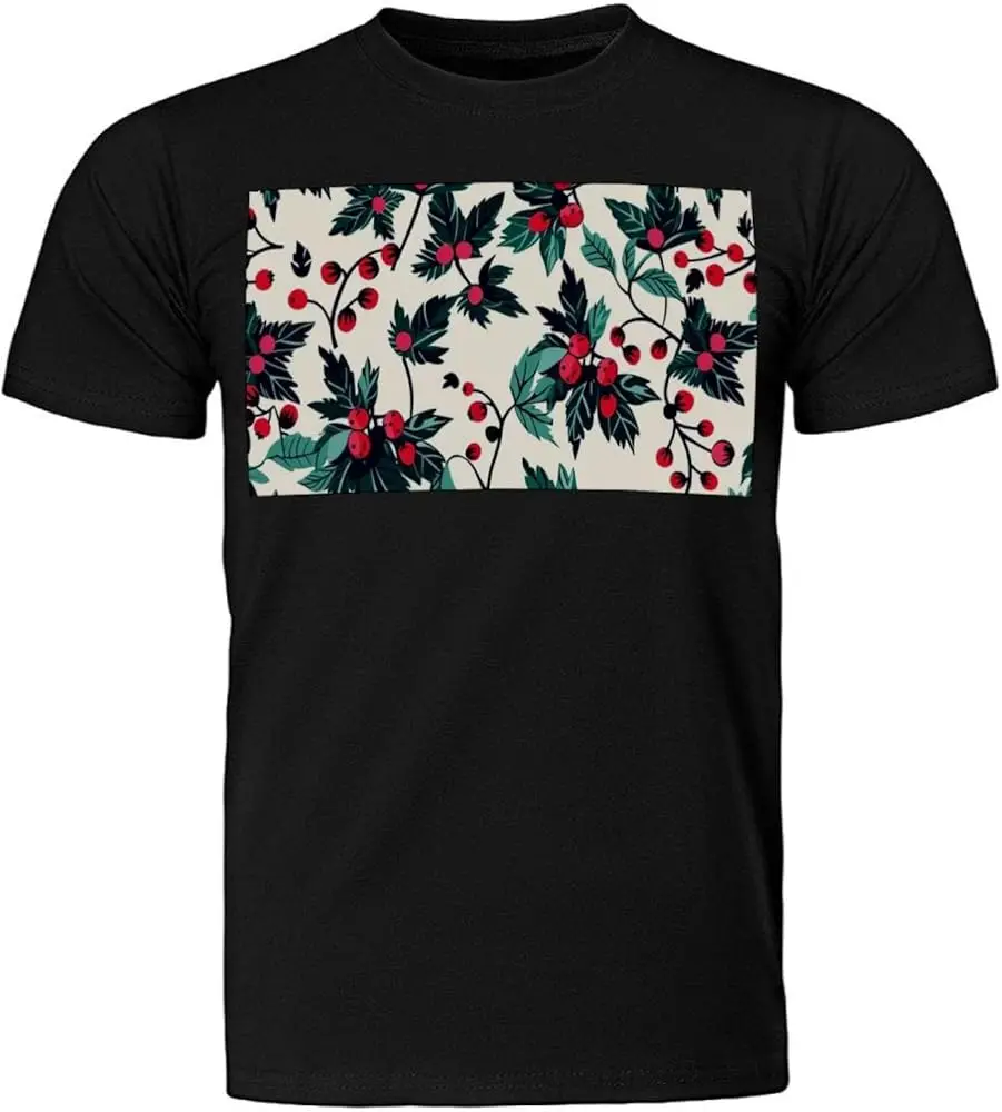 Christmas Berry Pattern Vintage Lovely  Unisex T-shirts for Men Women Summer Tees Cotton Luxury brand vintage oversized