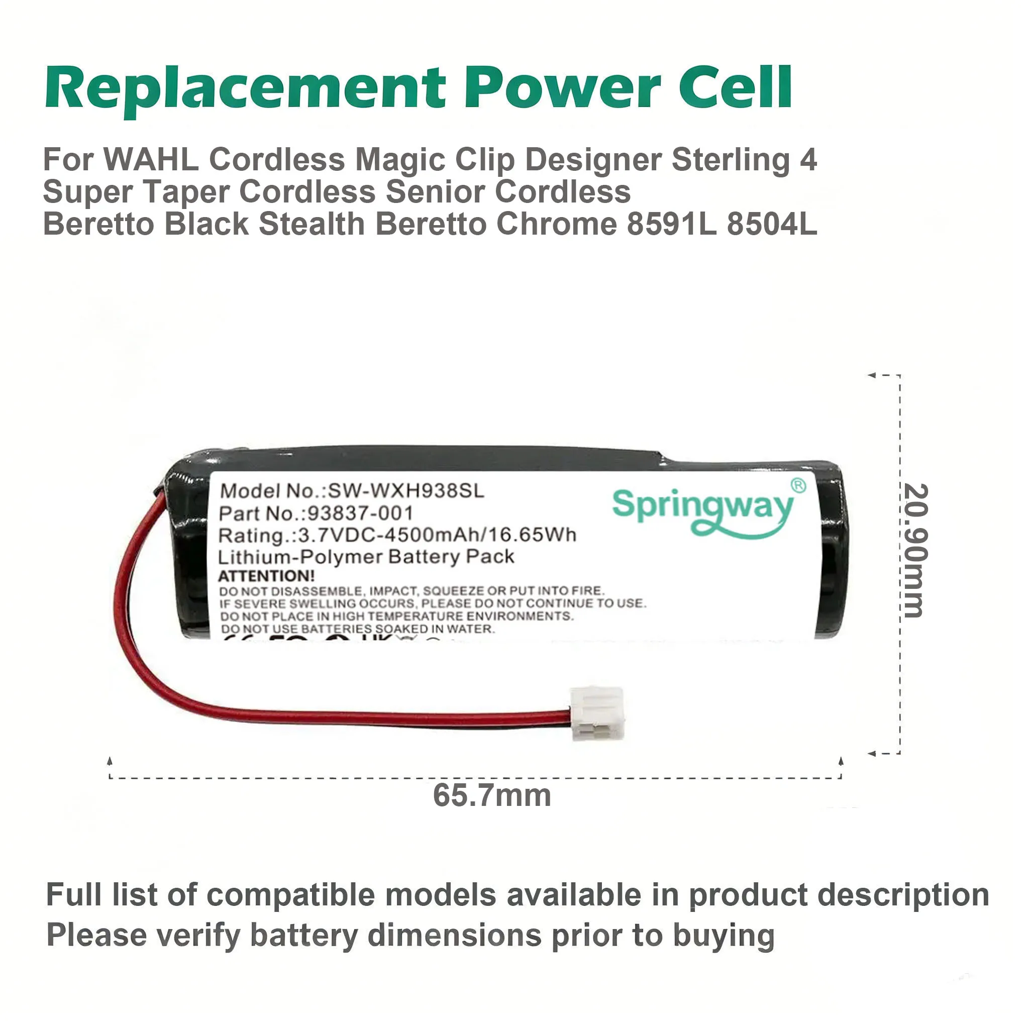 4500mAh 3.7V Replacement Battery For Wahl 8591 8504 1919 8591L 8504L Magic Clipper Designer Senior Cordless