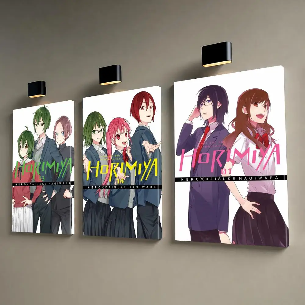 Classic Anime H-Horimiya Framed Wall Painting Canvas Wall Prints for Bedroom Living Area Office Hanging Picture Decor