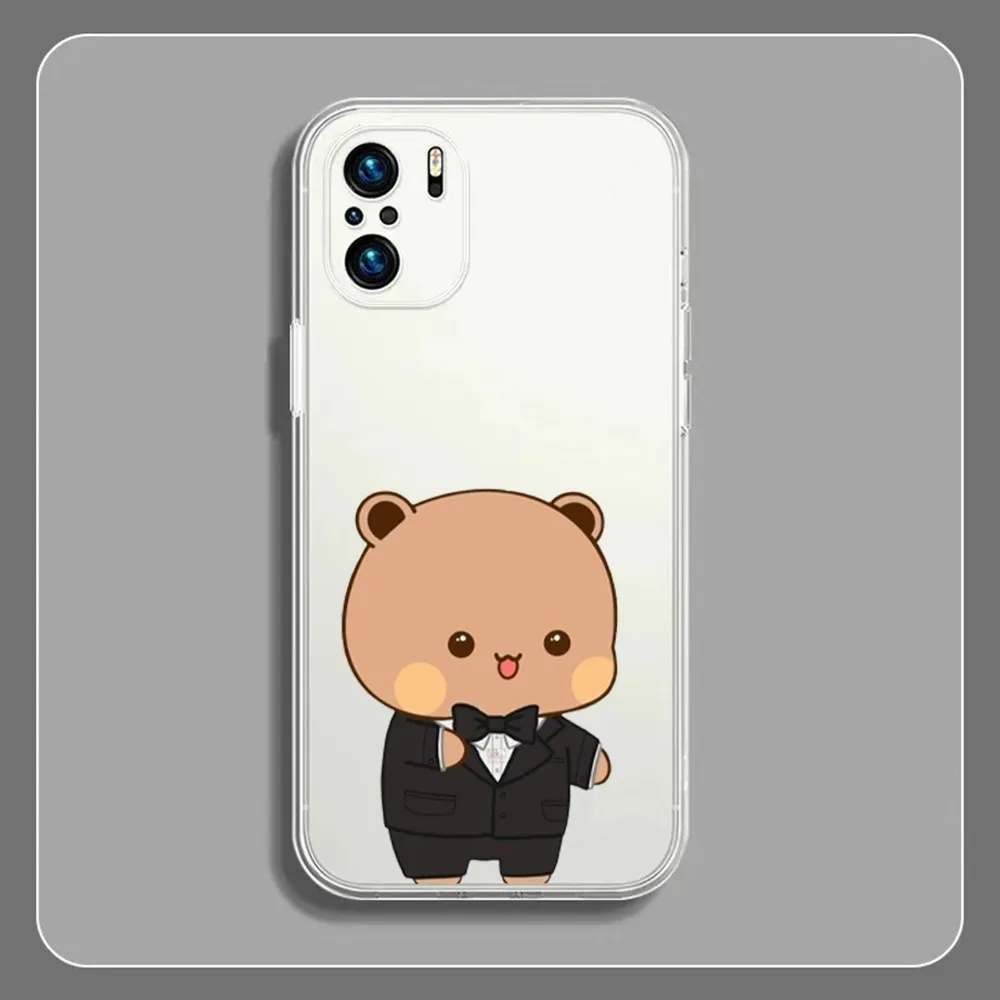 Cute D-DUDU B-BUBU Bear Phone Case For Xiaomi 11 Redmi Note 11 5G 8T 9A 9 10T Note8Pro Note9 12SUltra Transparent Case