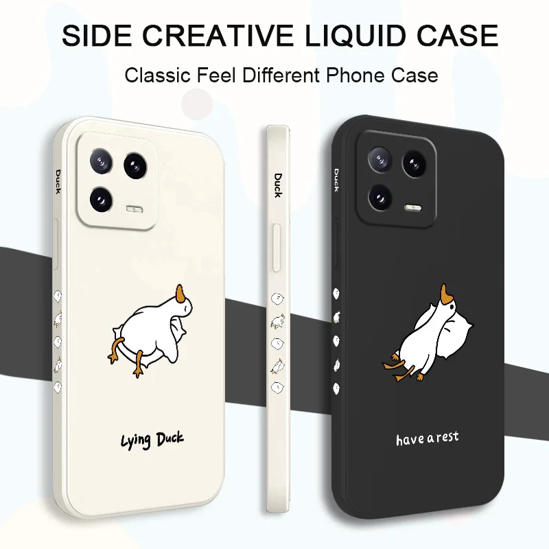 Funda de teléfono Lying Duck para Xiaomi Mi 15 14 14T 13 13T 12 12X 12T 12S 11 11T 10 10T 9 9T Pro Lite cubierta de silicona líquida