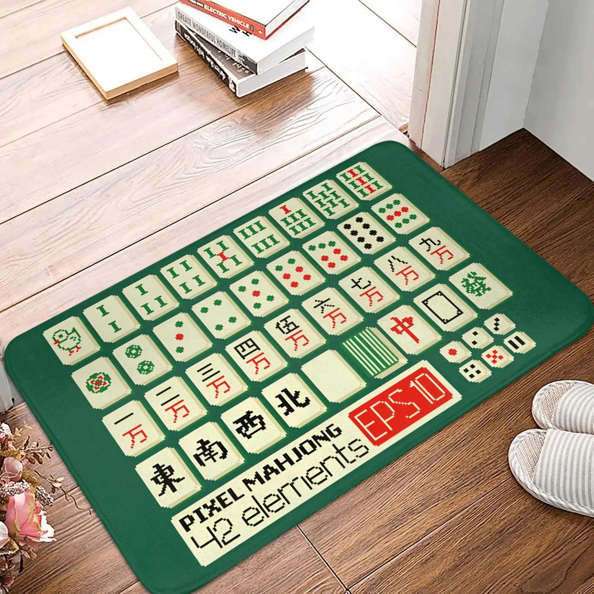 Mahjong Tile Game Pattern Door Mat Anti Slip Entrance Kitchen Bathroom Floor Door Mat Bathroom Carpet Mahjong Enthusiasts