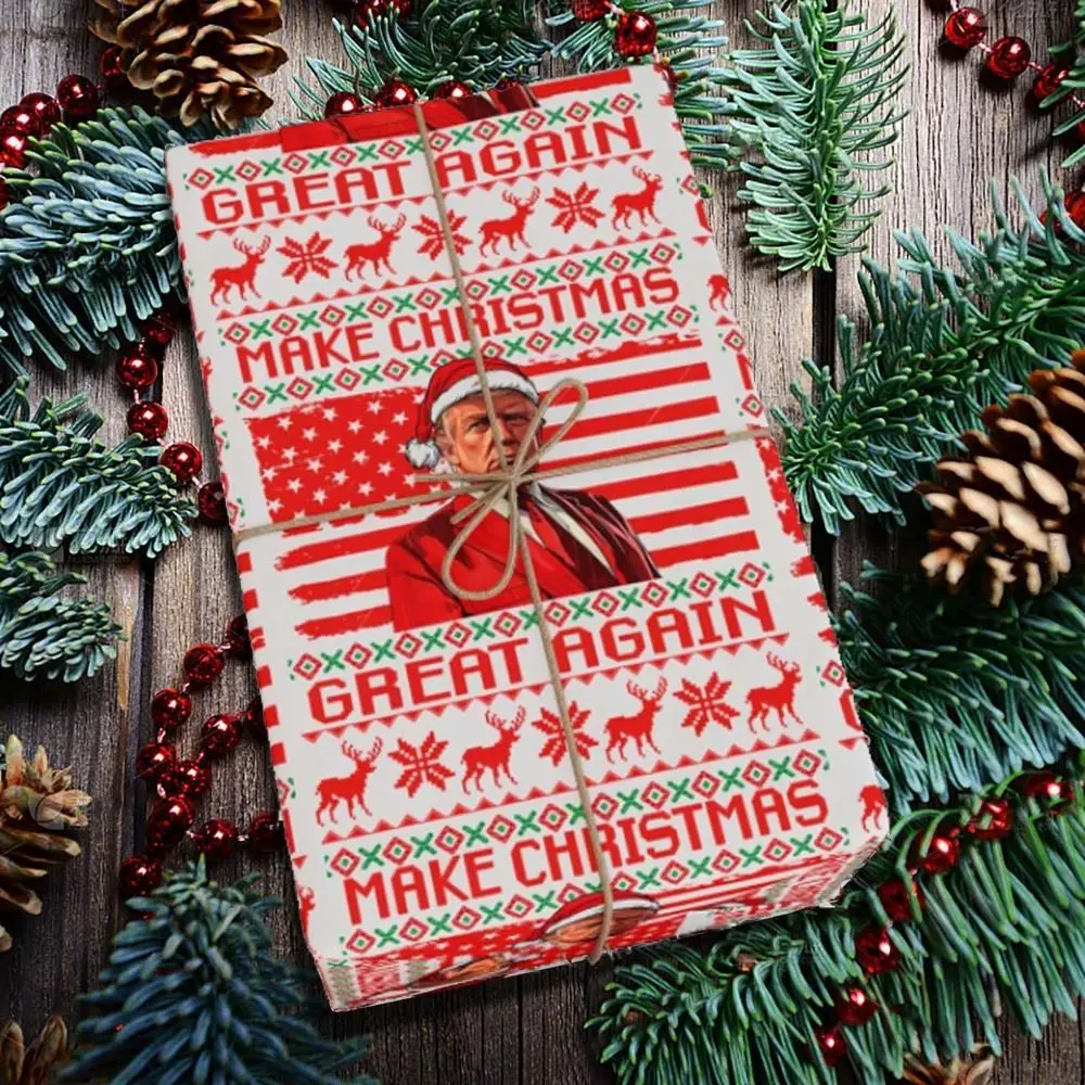 Unique Trump Wrapping Paper Christmas Christmas Gift Wrap Christmas Tree Decoration President Gift Wrap Funny Santa Wrap Paper