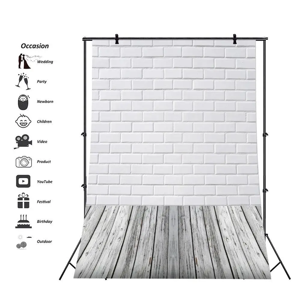 Simple White Simulation Tiles and Wood Panels Vinyl Photography Portrait Shot Decor Photocall Backdrop for Photo Studio Props