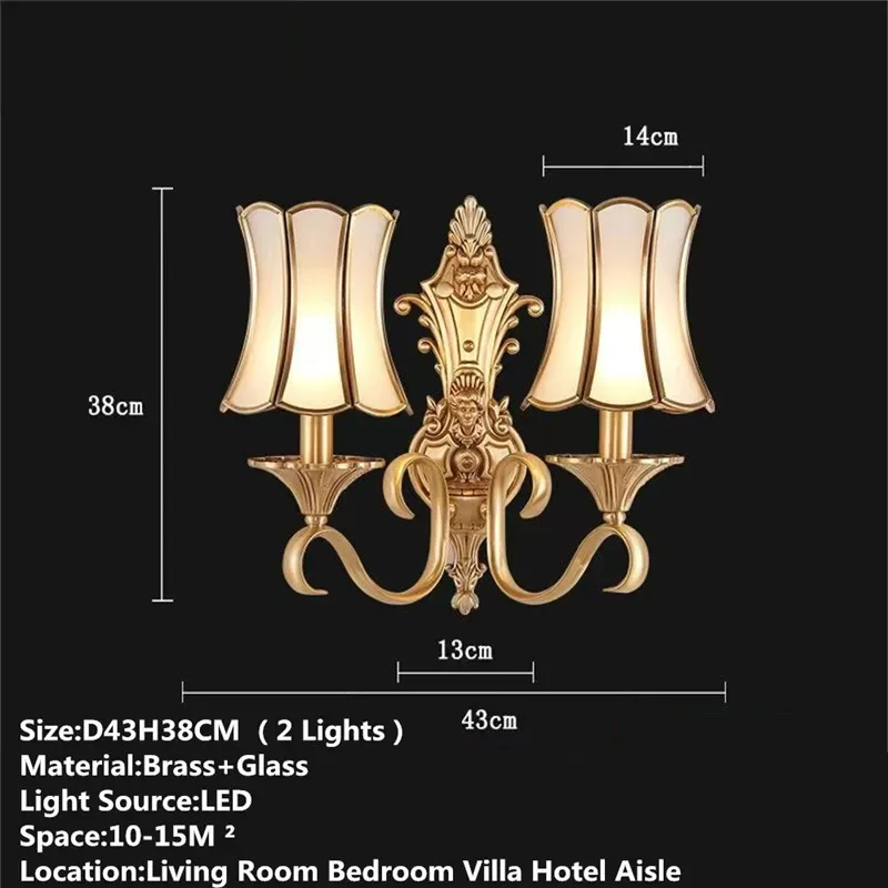 BRIGHT Contemporary Brass Wall Lamp American Retro LED Living Room Bedroom Study Room Hotel Villa Model Room Hall Way Aisle Ligh