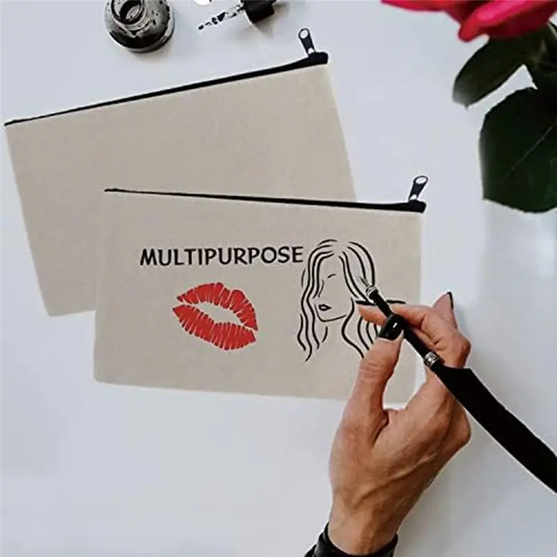ABJS 12Pcs Blank Canvas Bags Pencil Case,Canvas Makeup Bags,Plain Canvas Zipper Pouch Bags,For Painting,School,Organizer
