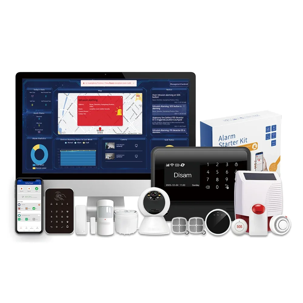 Smart house security burglar GSM 4G alarm system CMS monitoring center software control with kooyii smart APP