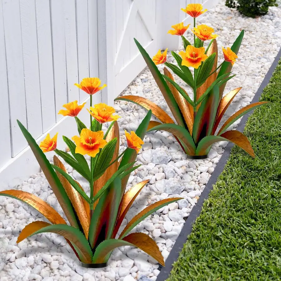 

Huge Metal Agave Plants Outdoor Decoration Outdoor Garden Decorated with Flowers Mexican Yard Art Plant Garden Gift Green 2 Pack