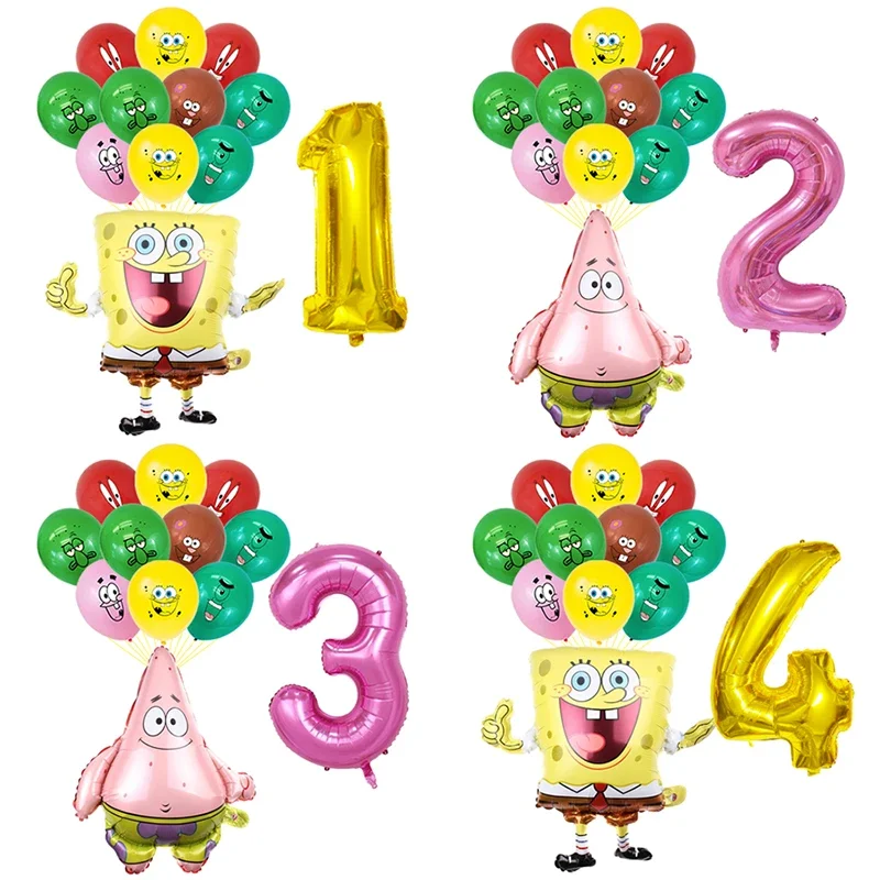 12szt śliczne SpongeBob SquarePants Patrick Star Balony Ball Globos Number Dekoracja urodzinowa Balony na baby shower dla dzieci