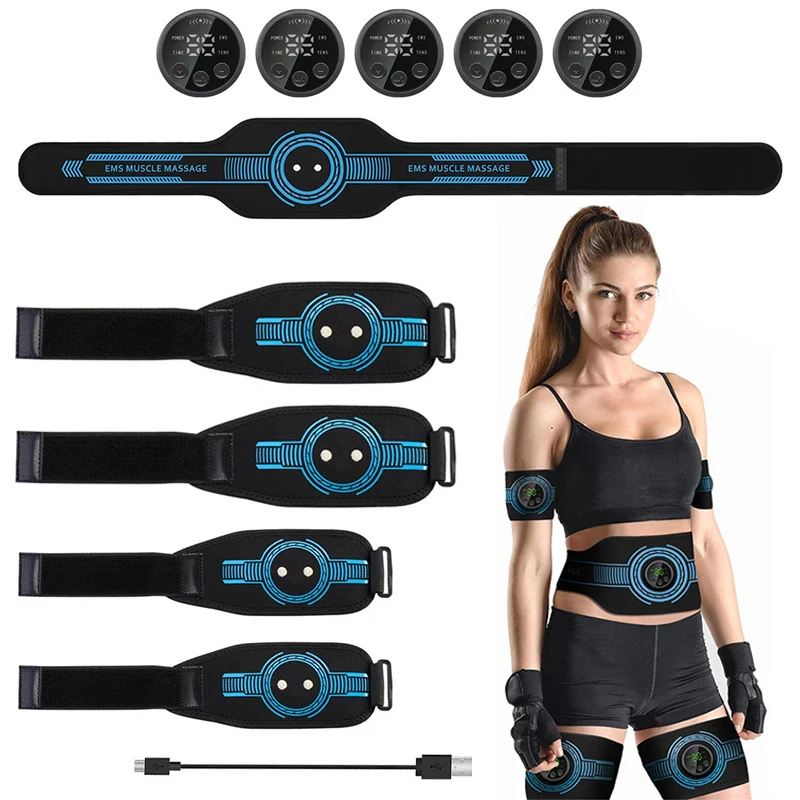 EMS Muscle Stimulator Abdominal Training Belt For Men Woman Abdomen Arm Leg Home Office Exercise Fitness Slimming Massager