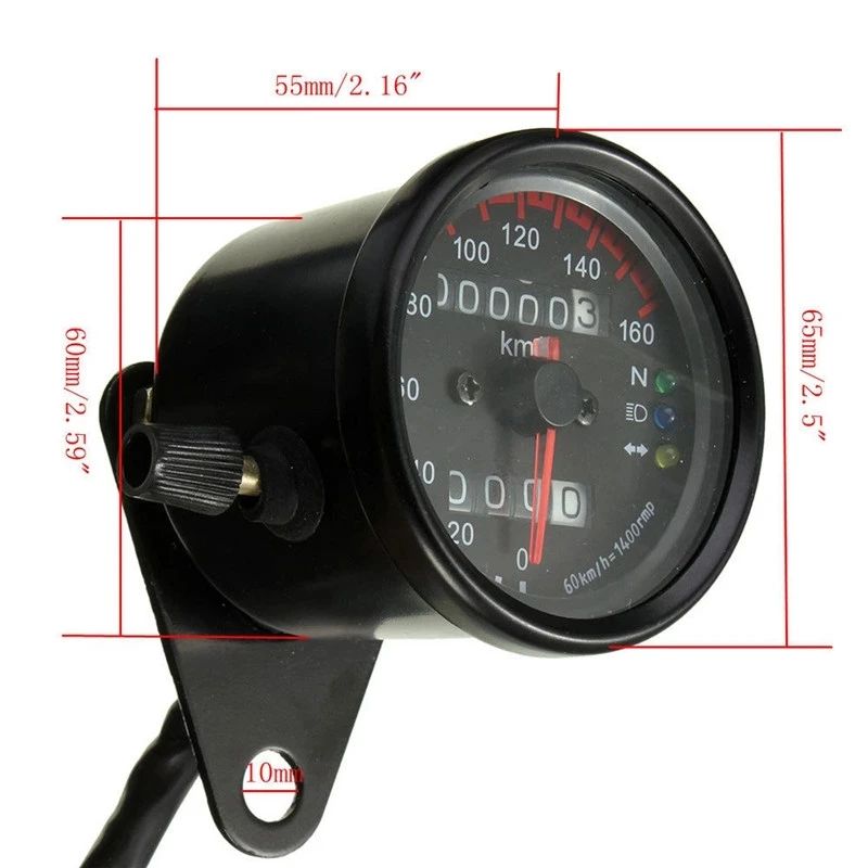 Universal Motorcycle Speedometer Odometer 12V Motorcycle Dual Speed Meter with LED Indicator Speedometer Motorcycle