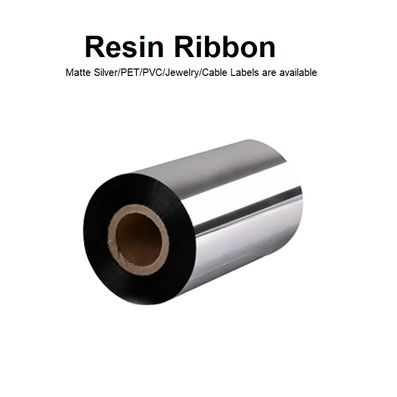 Resin Ribbon 40 50 60 70 80 90 100 110mmx300M thermal transfer film for PET/PVC/matte silver/Jewelry/cable label paper printing